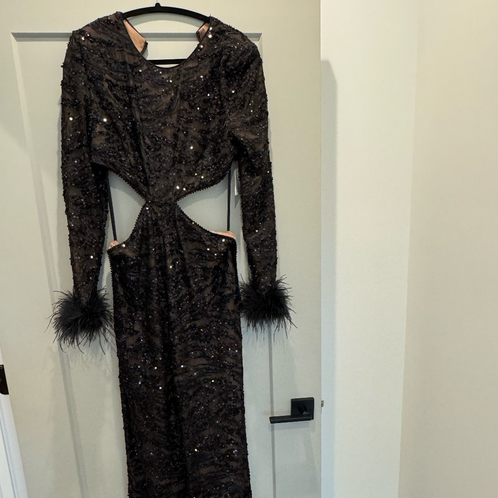 Black Sparkly Cocktail Jumpsuit, size Large, Nadine Merabi